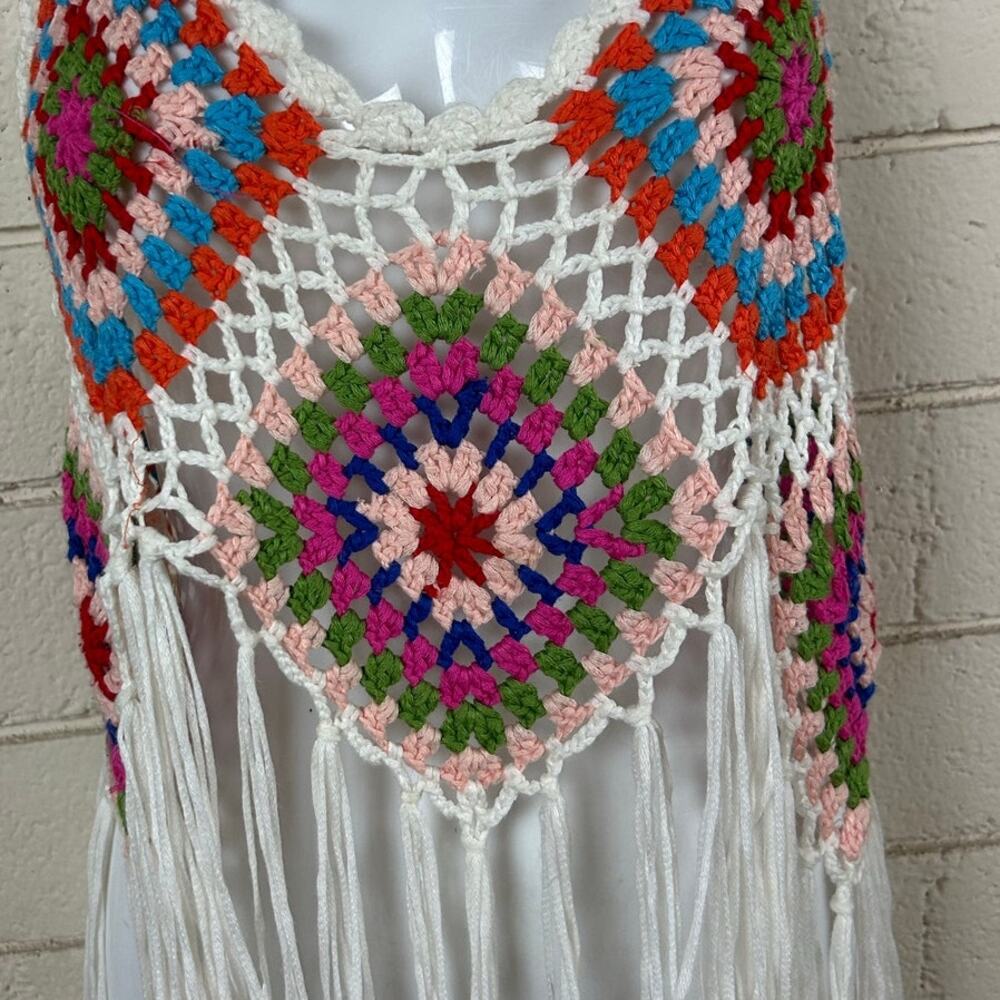 Rebellion Again Top Womens Multicolor Festival Crochet Tank Size S - Picture 2 of 8